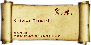 Krizsa Arnold névjegykártya